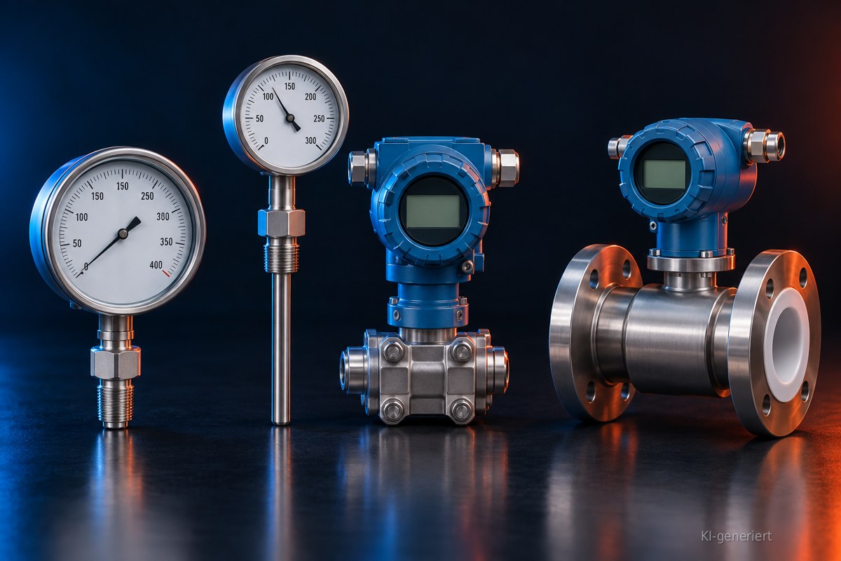 Mess- und Regeltechnik: Manometer, Thermometer, Druck- und Durchflusstransmitter