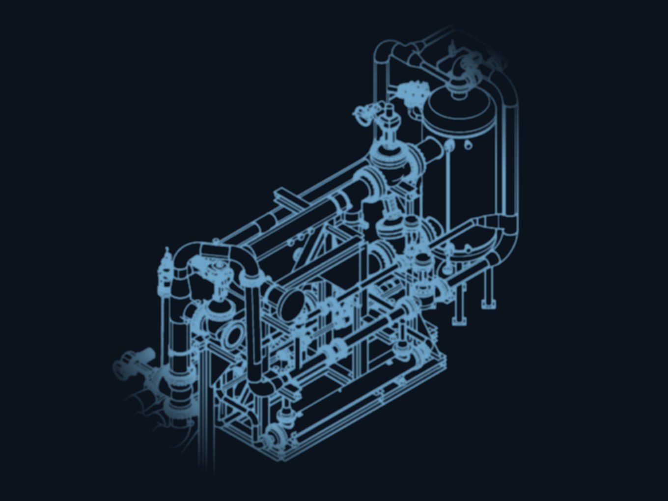 Prüfstand für Wasser/Gas-Multiphase – isometrische Ansicht (verfremdet)